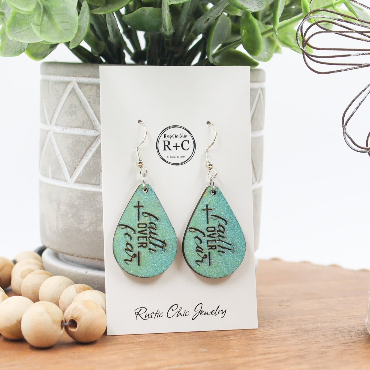 Rustic Chic by Designs By GaddisFaith Over Fear Teardrop Earrings