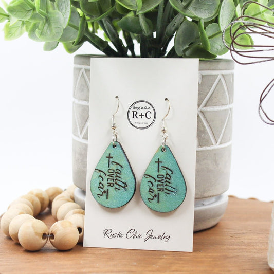 Rustic Chic by Designs By GaddisFaith Over Fear Teardrop Earrings