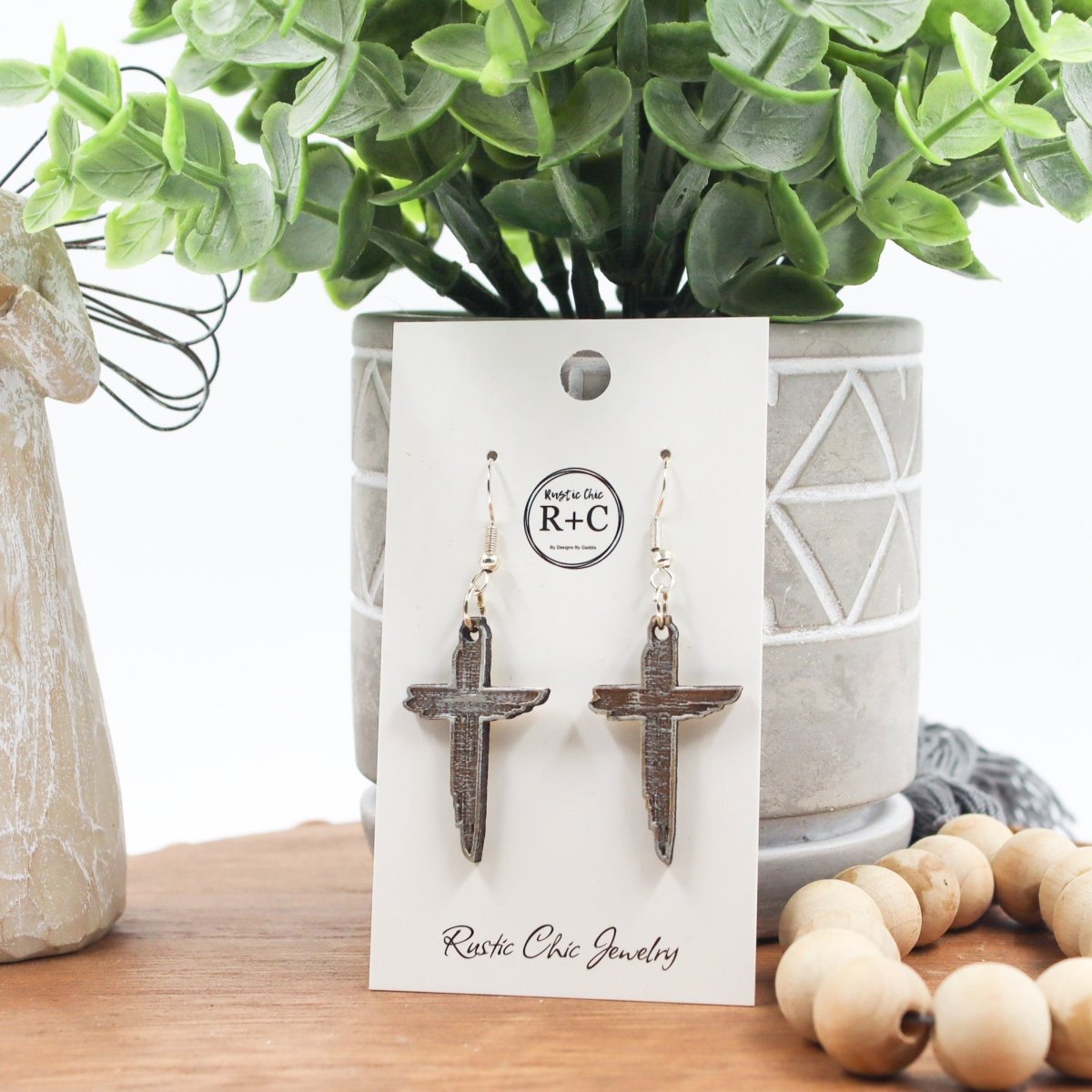 Rustic Chic by Designs By GaddisSolid Cross Drop Earrings