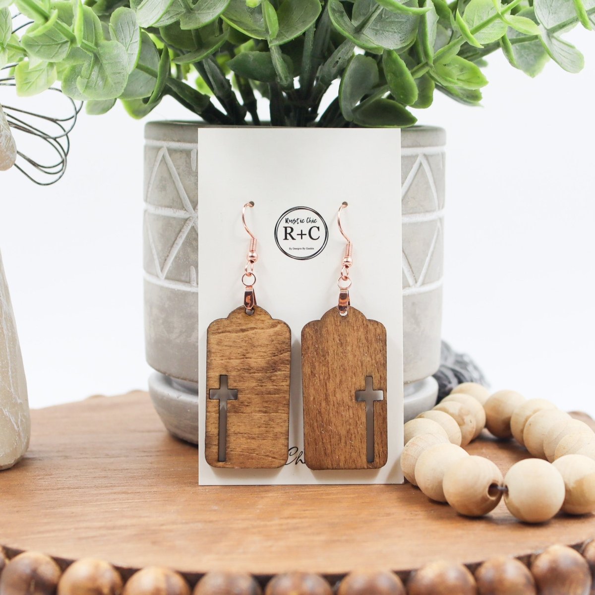 Rustic Chic by Designs By GaddisCut Out Cross Drop Earrings