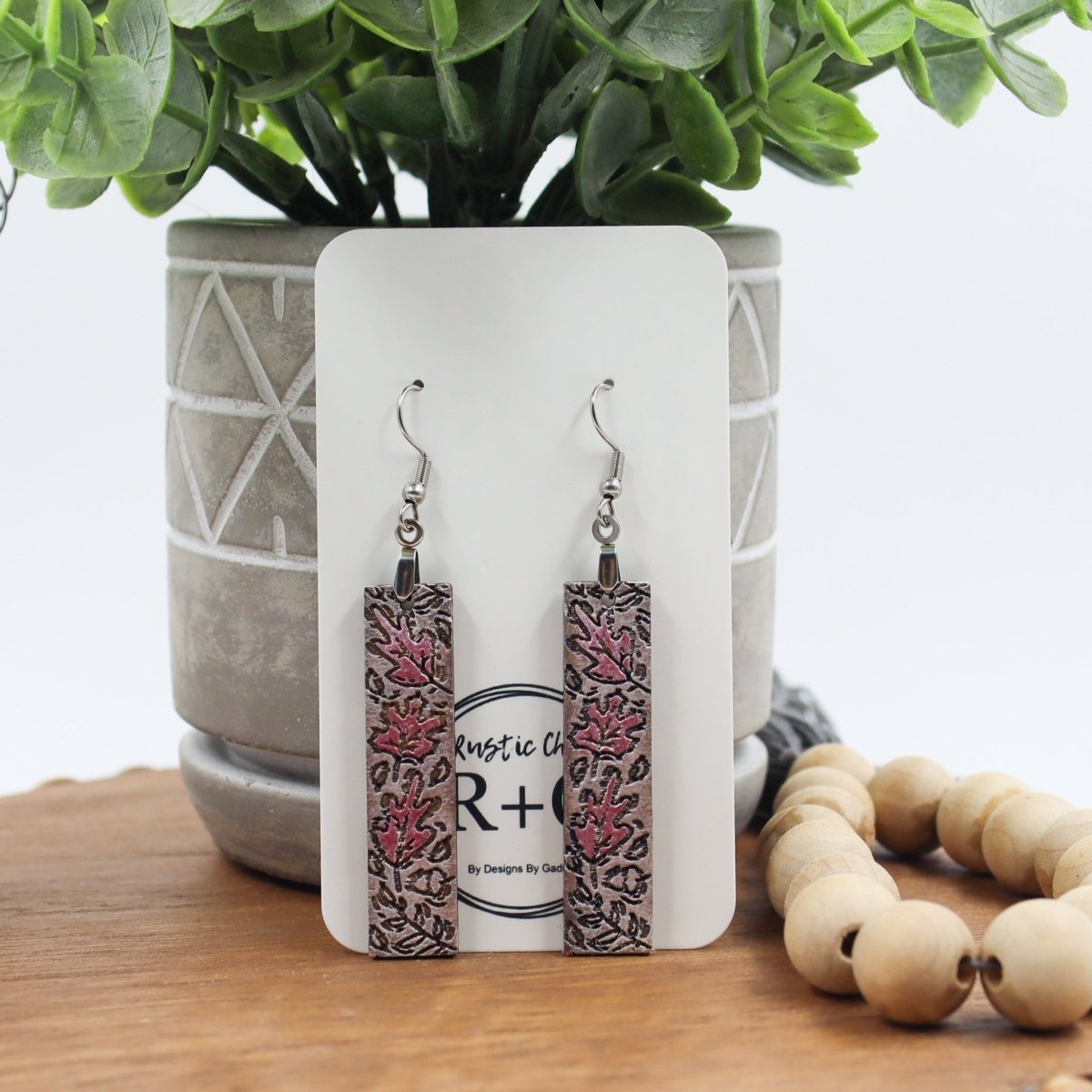 Rustic Chic by Designs By GaddisFall Leaves Bar Drop Earrings