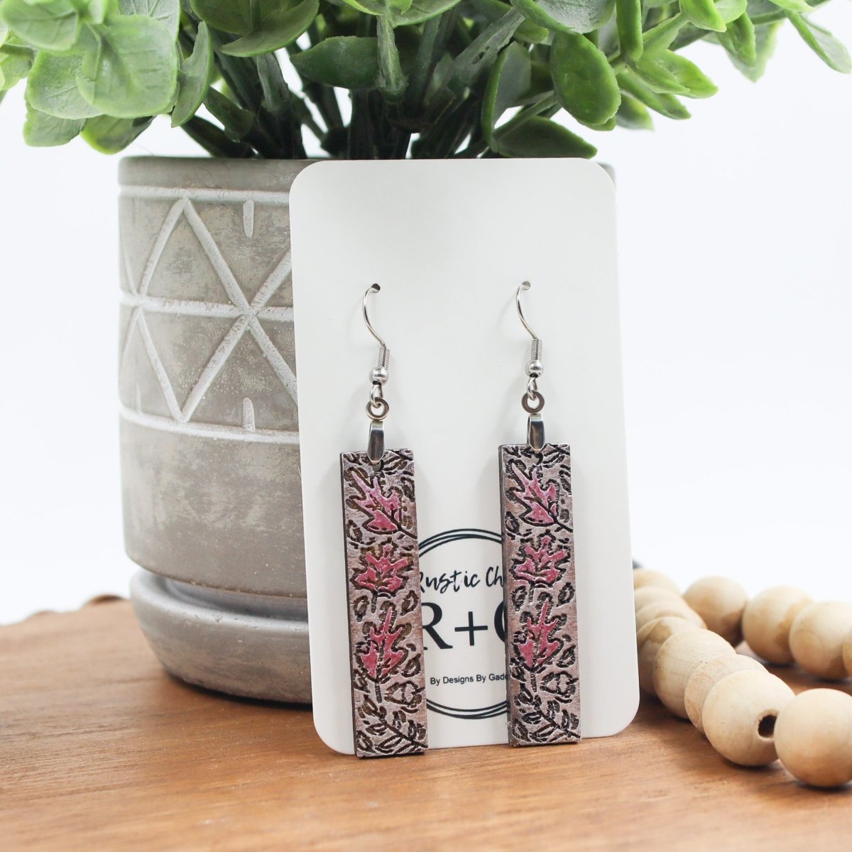 Rustic Chic by Designs By GaddisFall Leaves Bar Drop Earrings