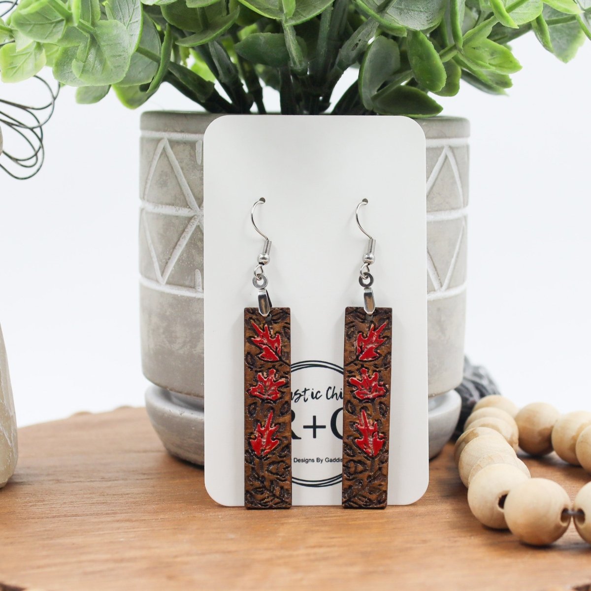 Rustic Chic by Designs By GaddisFall Leaves Bar Drop Earrings