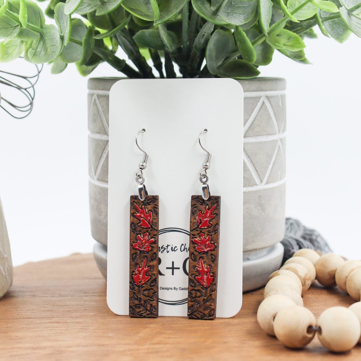 Rustic Chic by Designs By GaddisFall Leaves Bar Drop Earrings