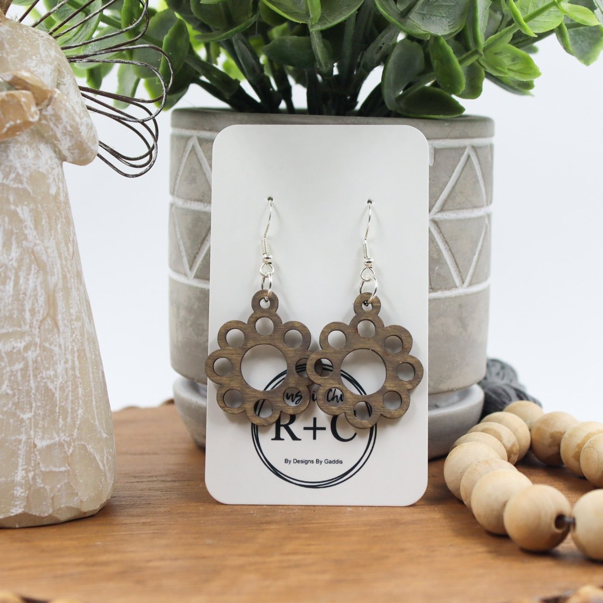 Rustic Chic by Designs By GaddisNatural Wood Daisy Dangle Earrings