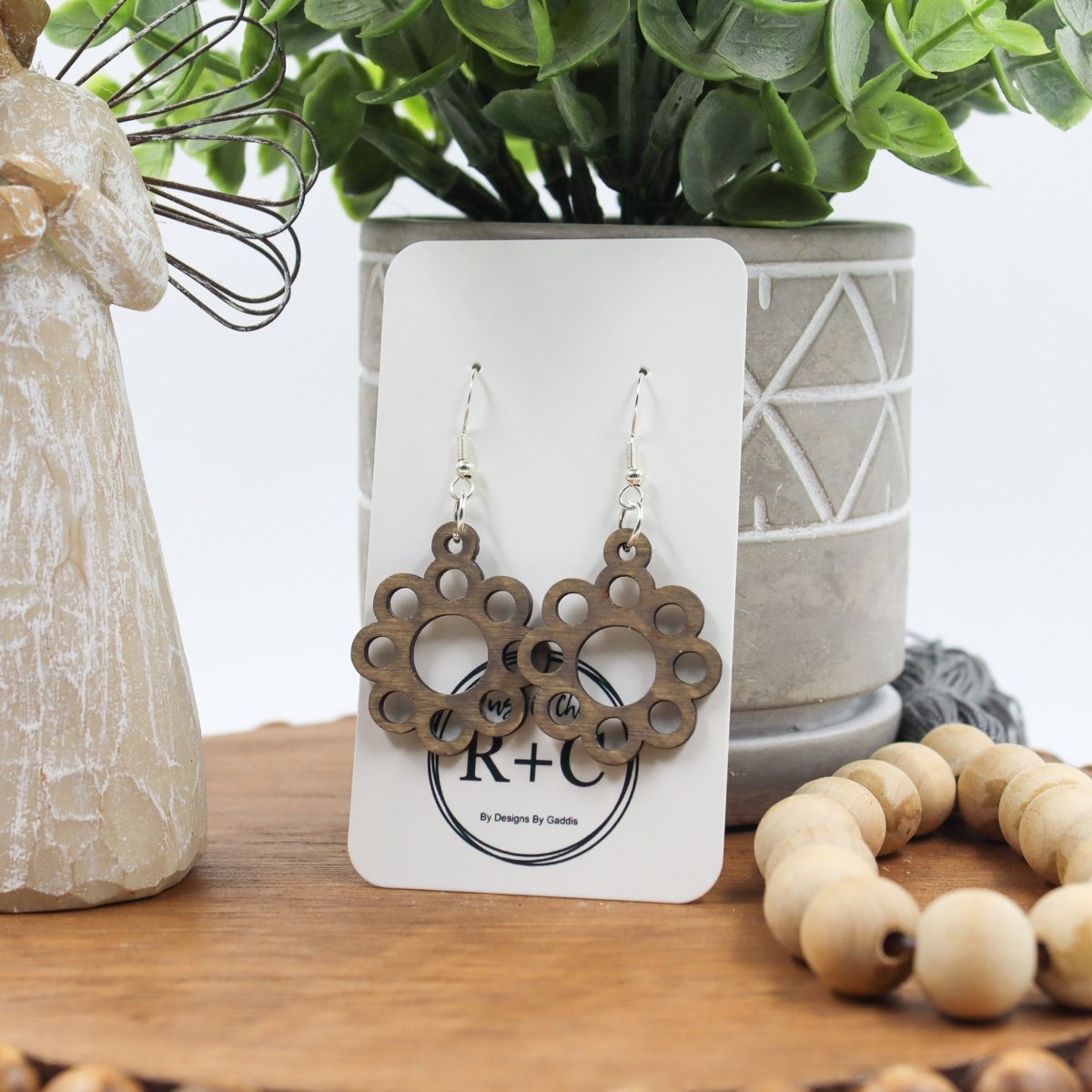 Rustic Chic by Designs By GaddisNatural Wood Daisy Dangle Earrings