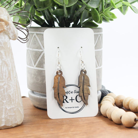 Rustic Chic by Designs By GaddisNatural Wood Feather Dangle Earrings