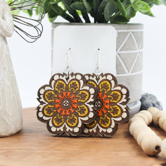 Rustic Chic by Designs By GaddisOversized Floral Mandala Dangle Earrings