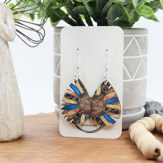 Rustic Chic by Designs By GaddisMulticolor Sunflower Teardrop Earrings