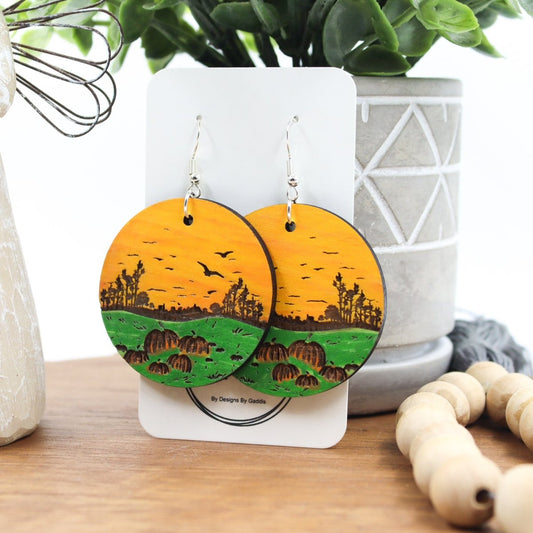 Rustic Chic by Designs By GaddisOversized Pumpkin Field Dangle Earrings