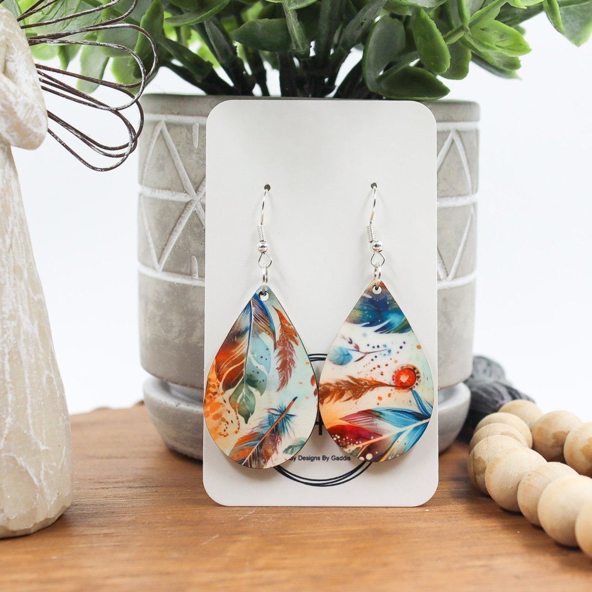 Rustic Chic by Designs By GaddisBoho Feathers Teardrop Earrings