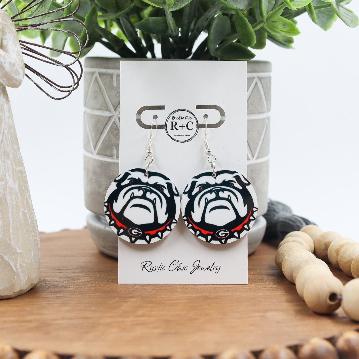 Rustic Chic by Designs By GaddisGeorgia Bulldogs Round Drop Earrings