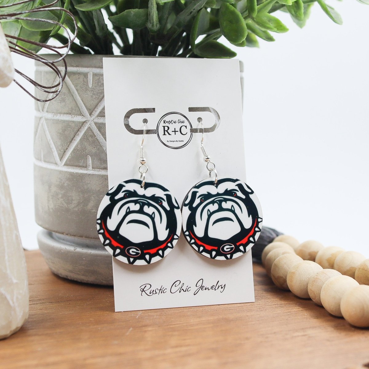 Rustic Chic by Designs By GaddisGeorgia Bulldogs Round Drop Earrings