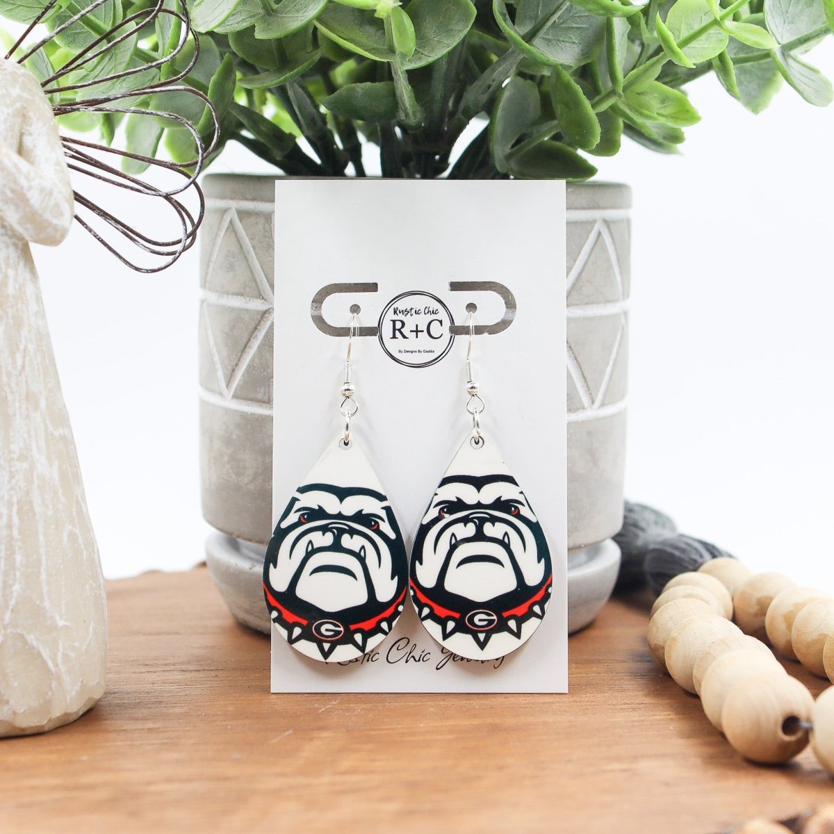 Rustic Chic by Designs By GaddisGeorgia Bulldogs Teardrop Earrings