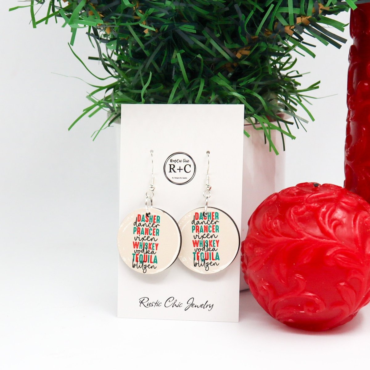 Rustic Chic by Designs By GaddisChristmas Drinks Round Drop Earrings