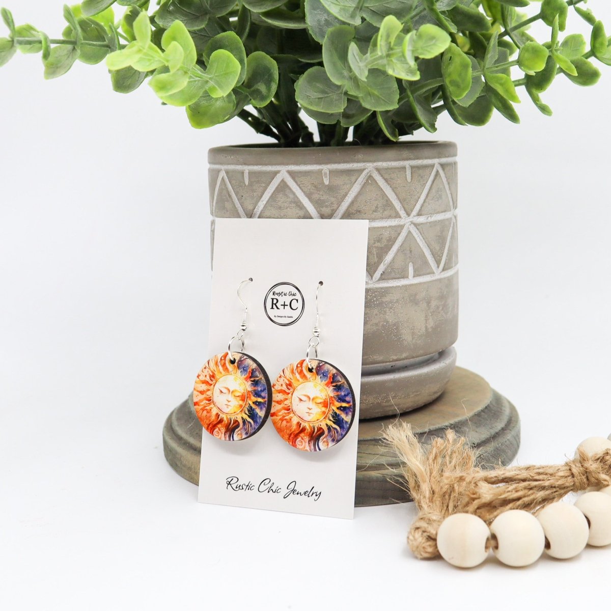 Rustic Chic by Designs By GaddisSun Moon Round Drop Earrings