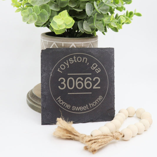 Rustic Chic by Designs By GaddisPersonalized Hometown Slate Coaster Set (4)