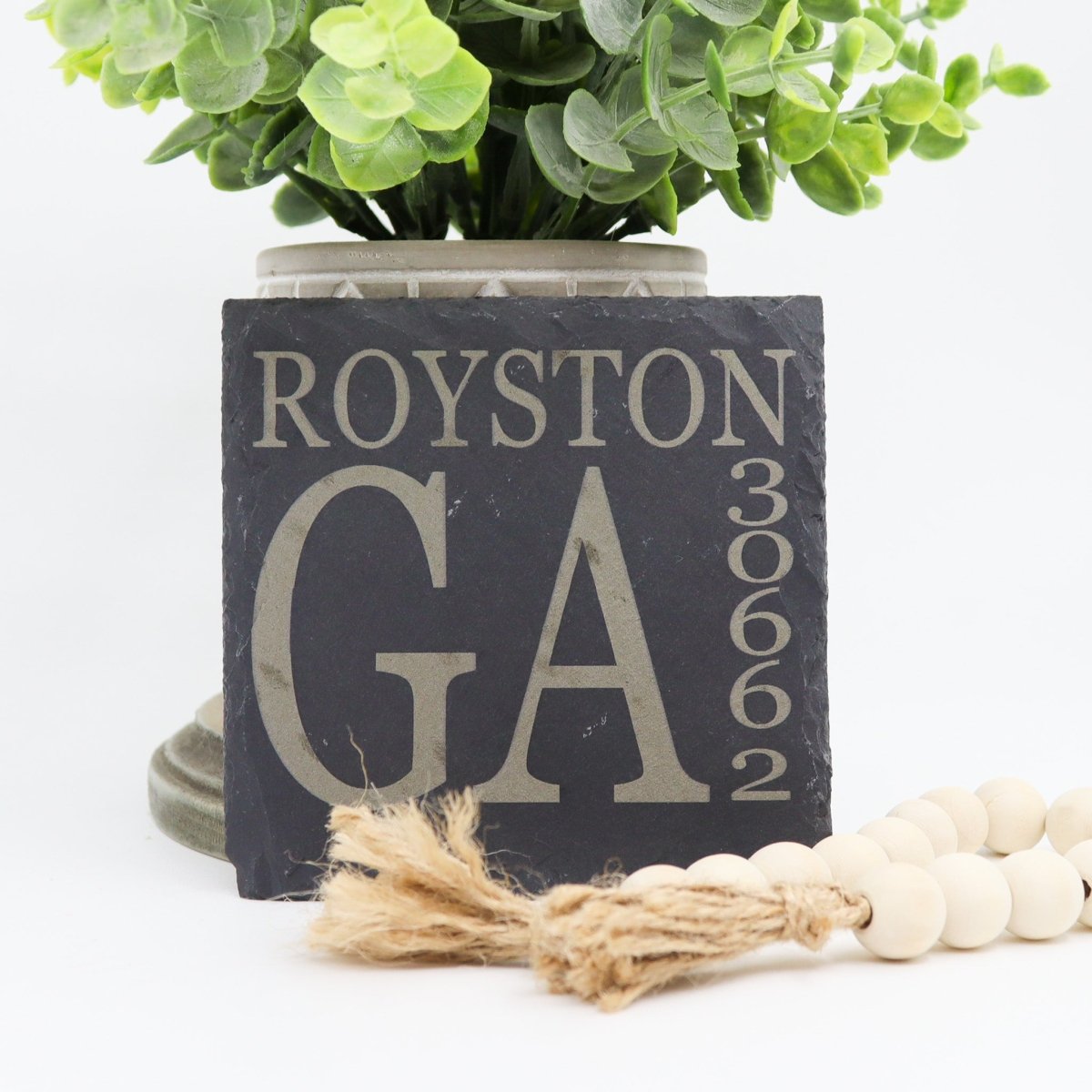 Rustic Chic by Designs By GaddisPersonalized Hometown Slate Coaster Set (4)