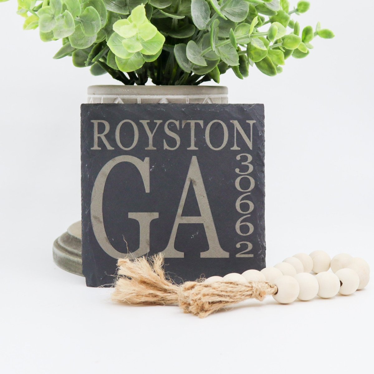 Rustic Chic by Designs By GaddisPersonalized Hometown Slate Coaster Set (4)