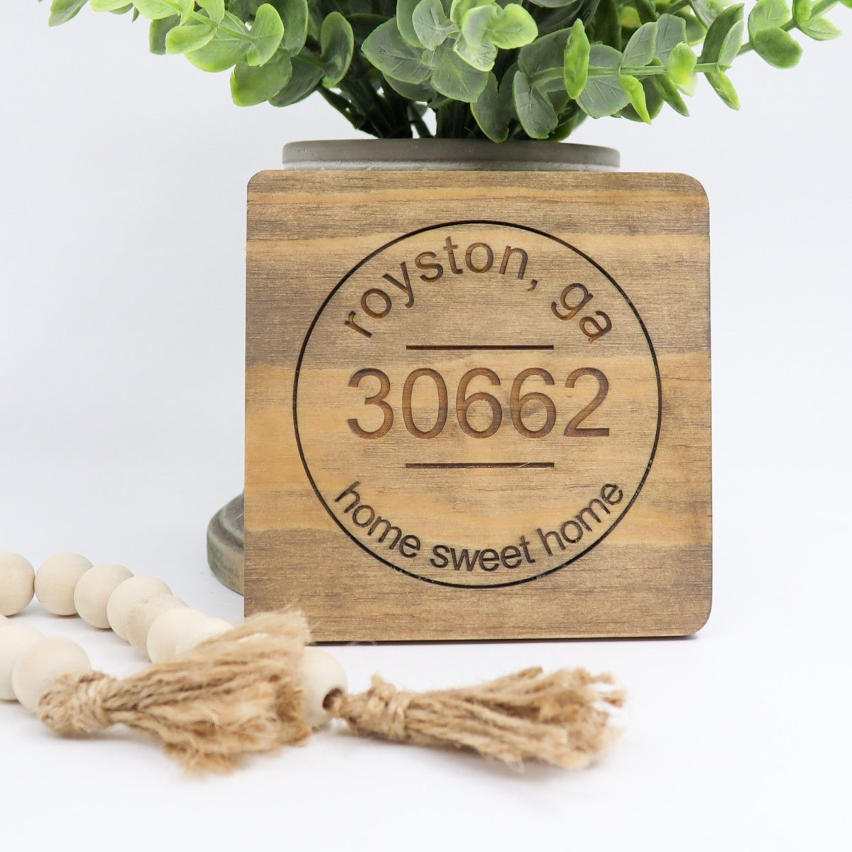 Rustic Chic by Designs By GaddisPersonalized Hometown Wood Coaster