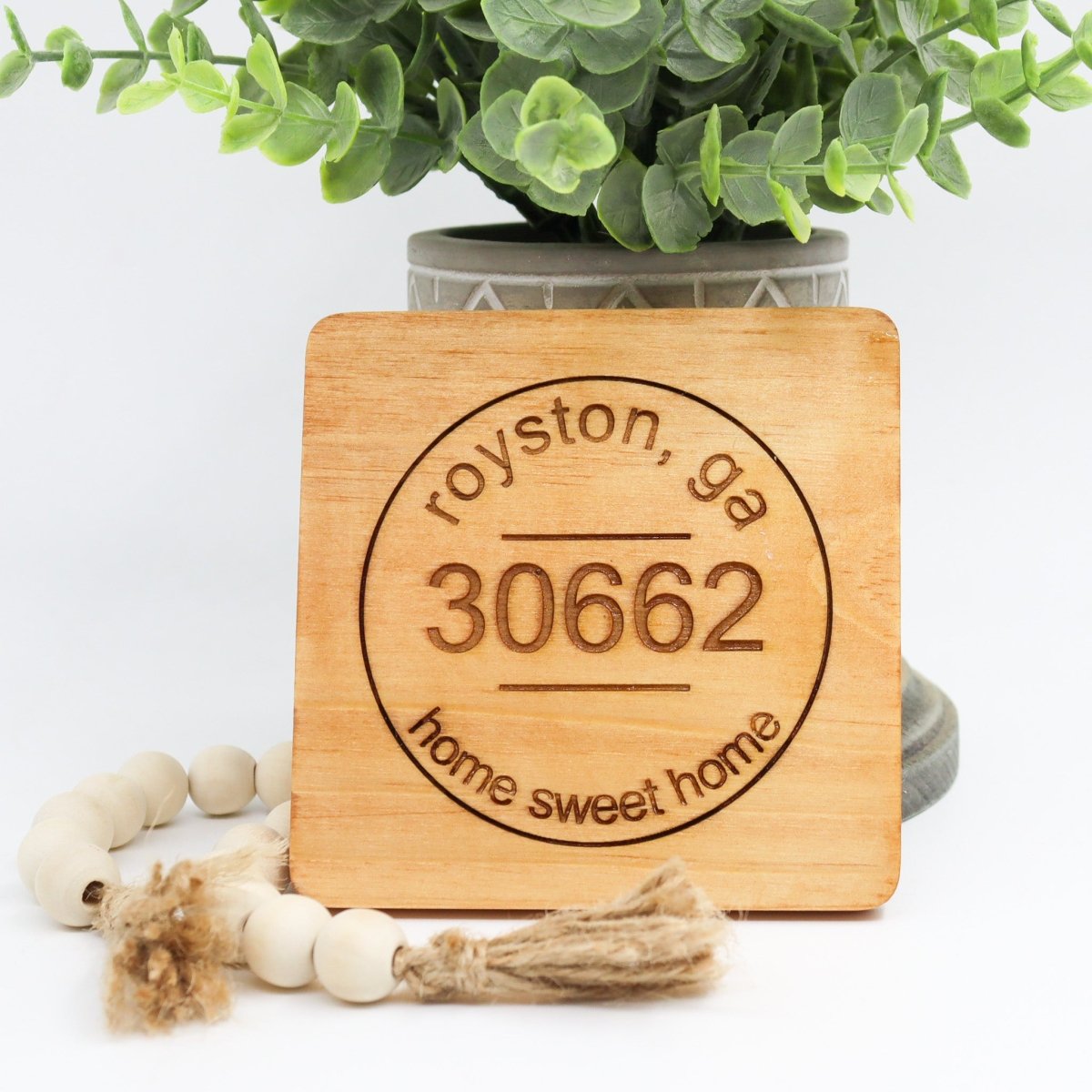 Rustic Chic by Designs By GaddisPersonalized Hometown Wood Coaster