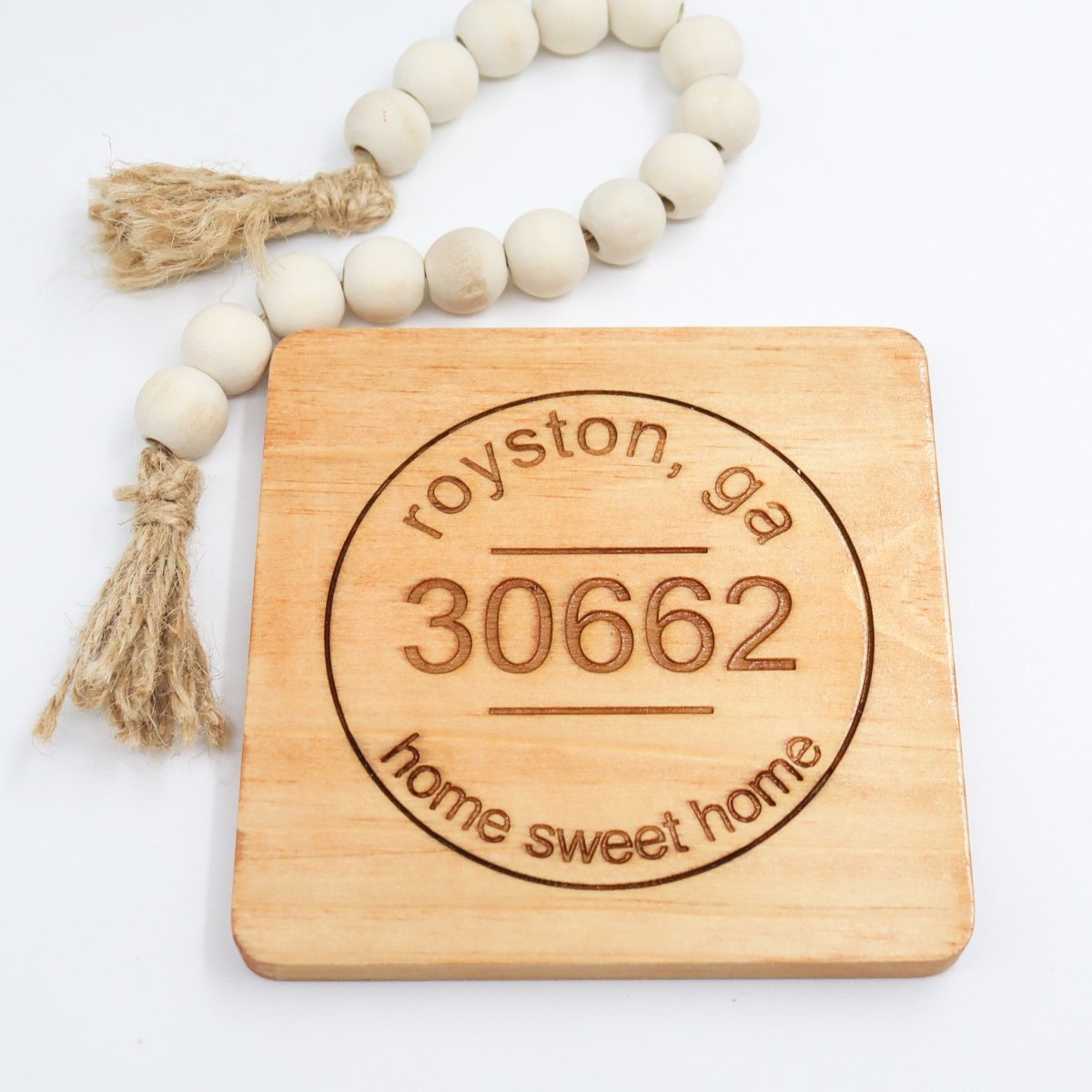 Rustic Chic by Designs By GaddisPersonalized Hometown Wood Coaster