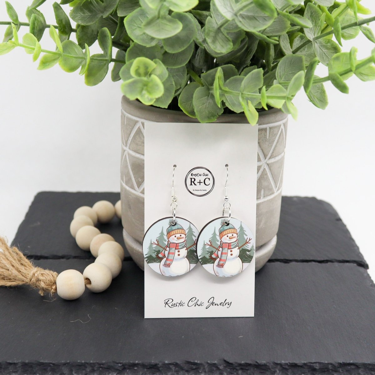 Rustic Chic by Designs By GaddisSnowman Round Drop Earrings