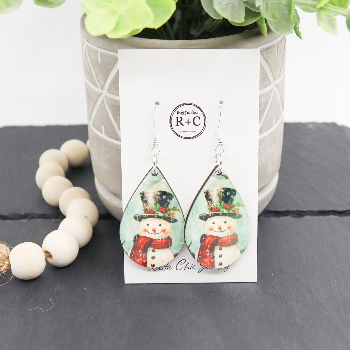 Rustic Chic by Designs By GaddisSnowman Teardrop Earrings